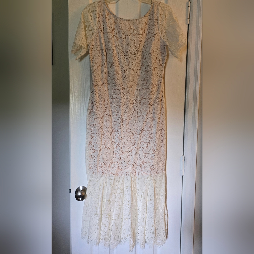 Lulu's Cream Lace Long Sleeve Dress